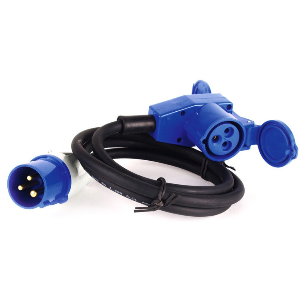 Adapterkabel CEE Stecker/CEE Winkelkupplung mit Steckdose