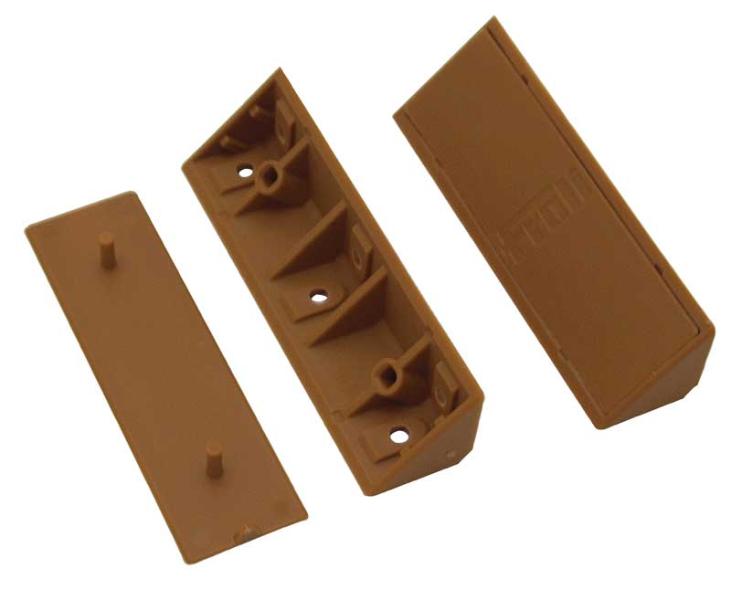 Möbeleckverbinder mit Kappen braun 100 mm