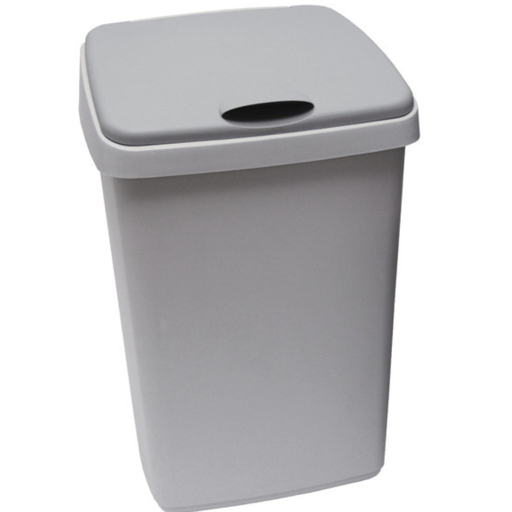 Mülleimer mit Klappdeckel 25 Liter grau