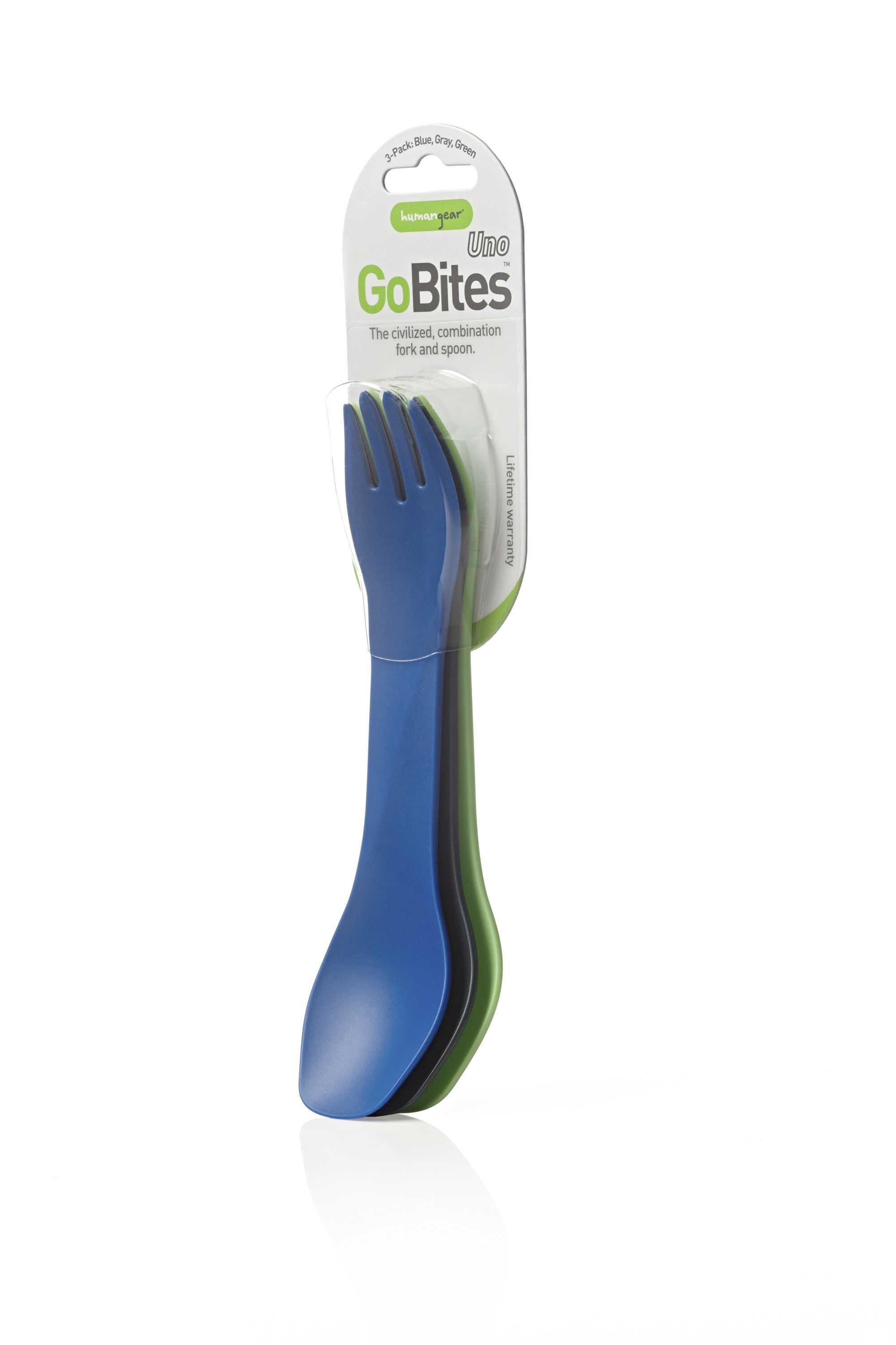 humangear Besteck 'GoBites UNO' 3er Pack blau, grau, grün