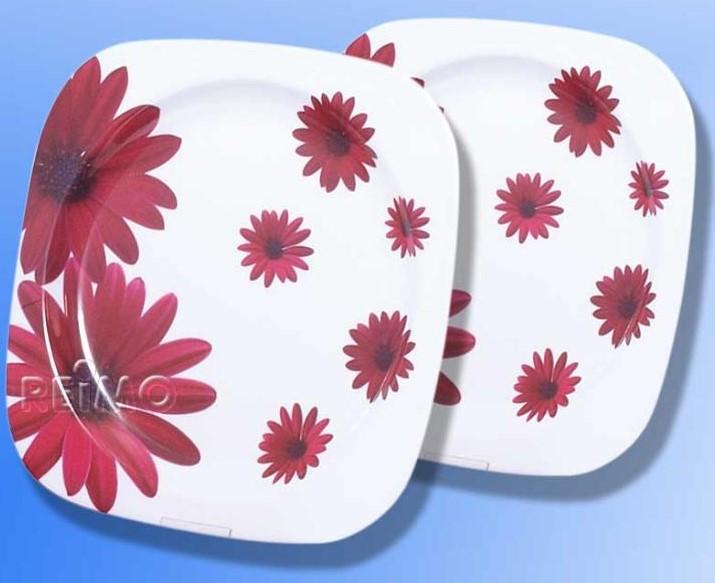 Melamin Teller Set Red Flower 2 Stück