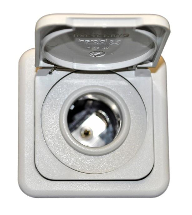 Inprojal System 10.000 Steckdose 12 Volt hellgrau mit Klappdeckel