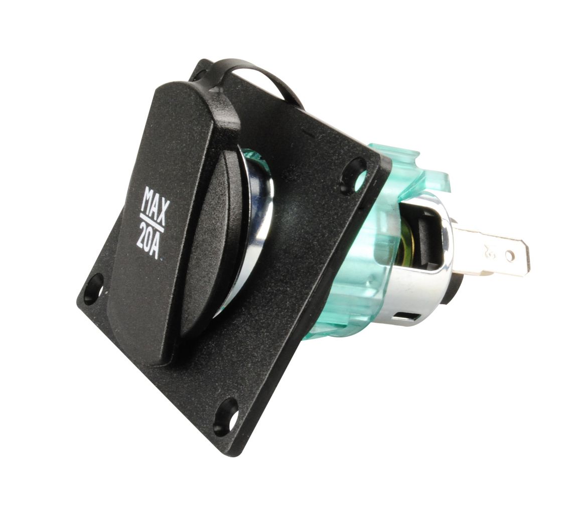Power-Steckdose mit Montageplatte 12–24 Volt