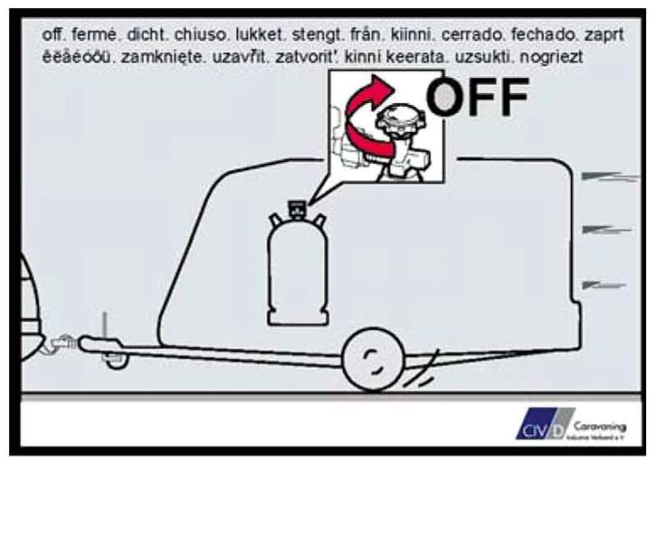 Aufkleber Gasflasche während der Fahrt für Caravan