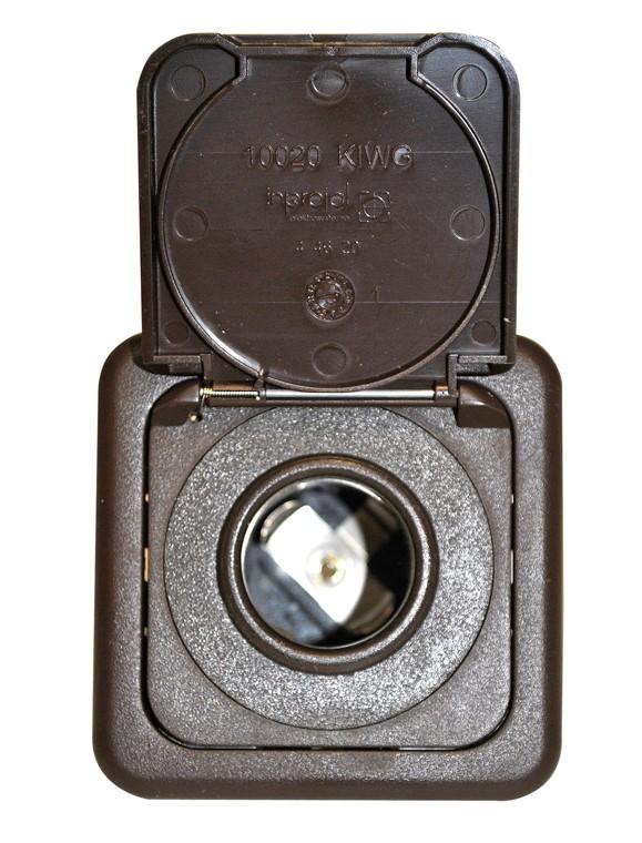 Inprojal System 10.000 Steckdose 12 Volt braun mit Klappdeckel
