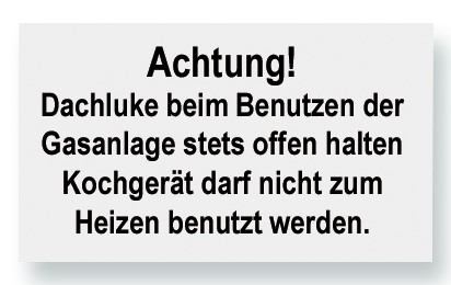 Gaswarnschild für Caravan und Wohnmobil