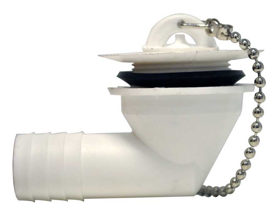 Wasserauslauf abgewinkelt weiß 90° kurz für 19 mm Schlauch