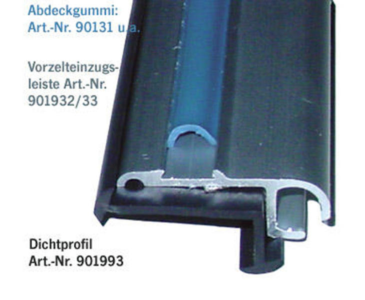 Gummi-Dichtprofil für Alu-Leisten 27x11mm